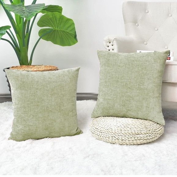 Set of 2 Cozy Throw Pillow Covers for Couch Sofa Home Decor Sage Green 18x18 - Picture 1 of 6